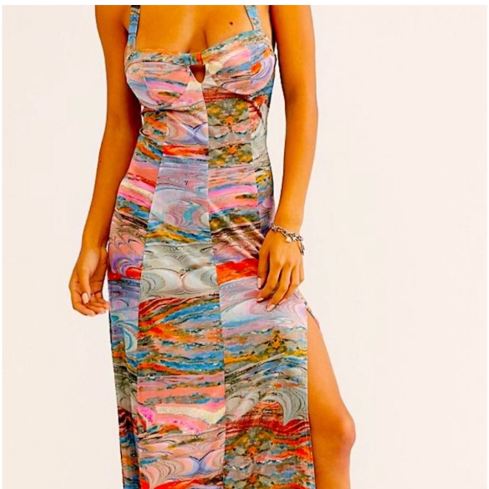 FREE PEOPLE JADE MARBLED MIDI DRESS